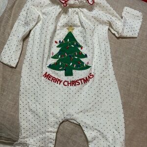 Bonnie Baby White and Green Christmas Bodysuit